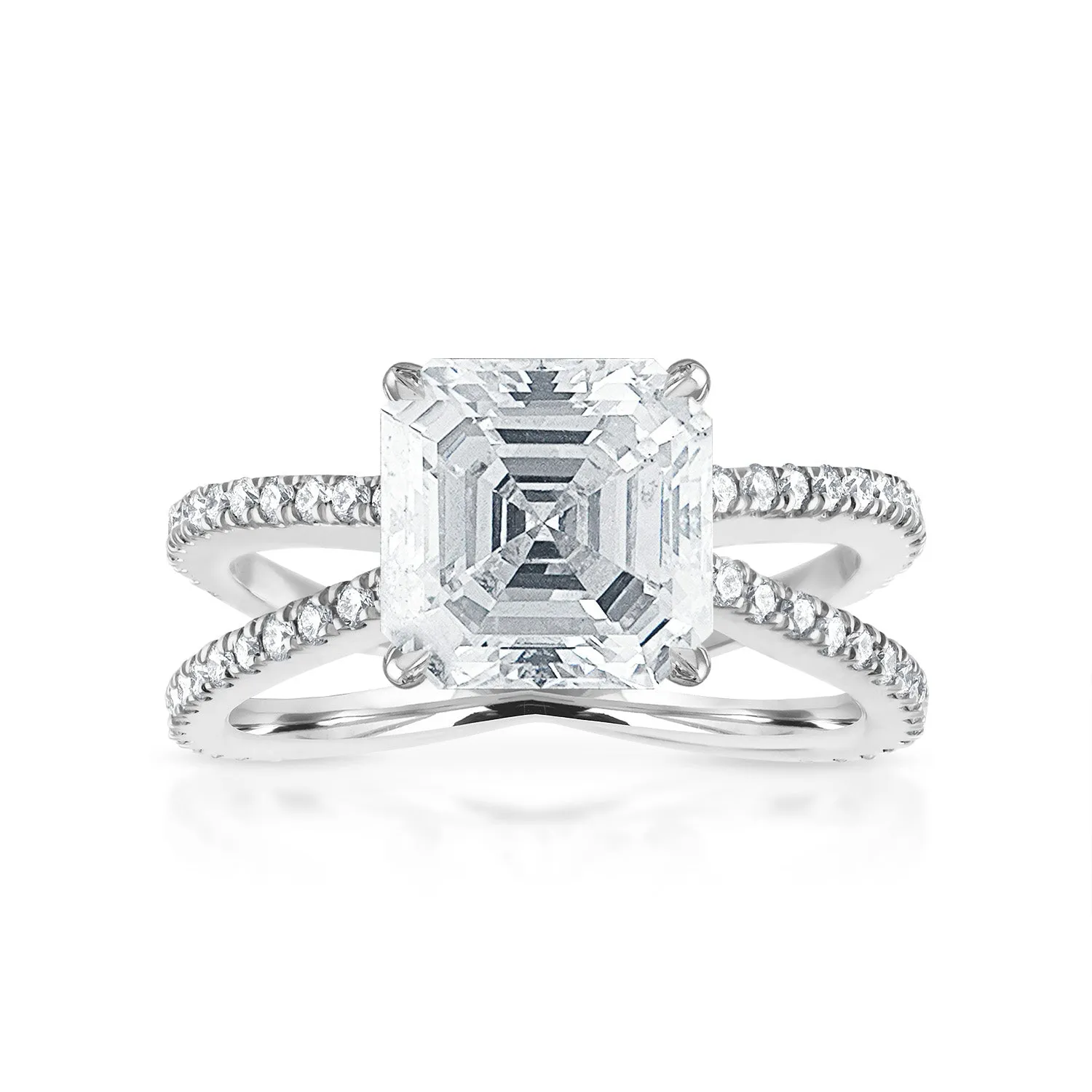 Reverse Pave Split Shank Engagement Ring