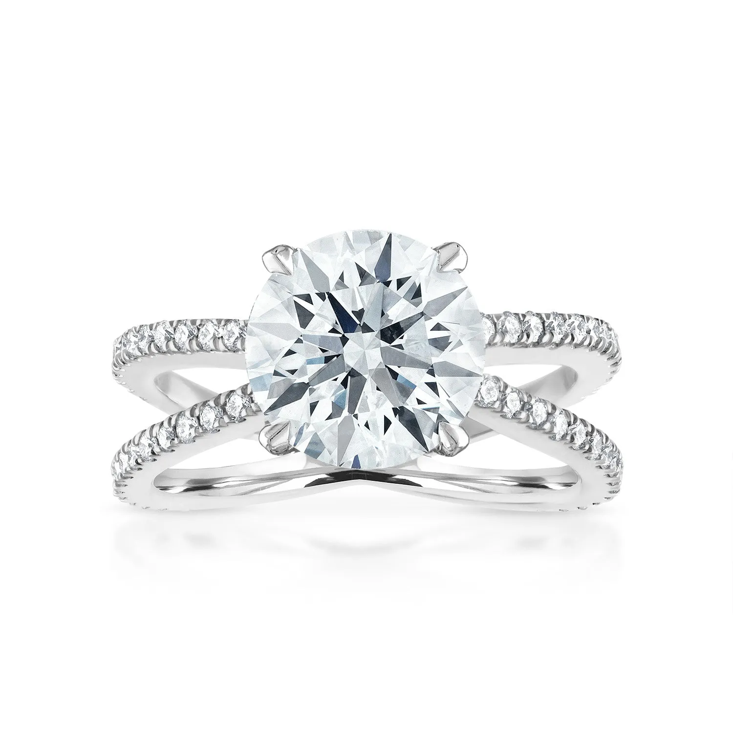 Reverse Pave Split Shank Engagement Ring