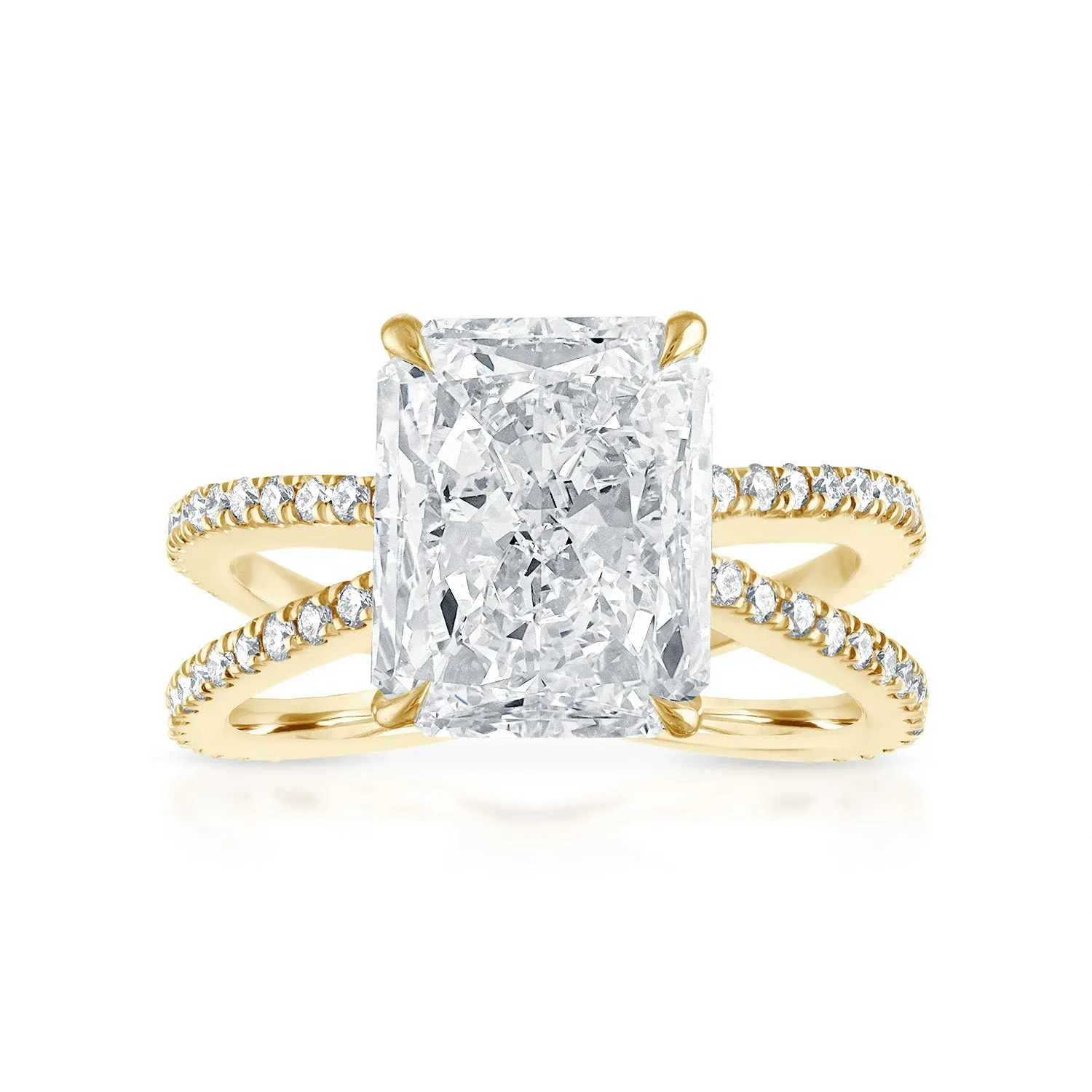 Reverse Pave Split Shank Engagement Ring