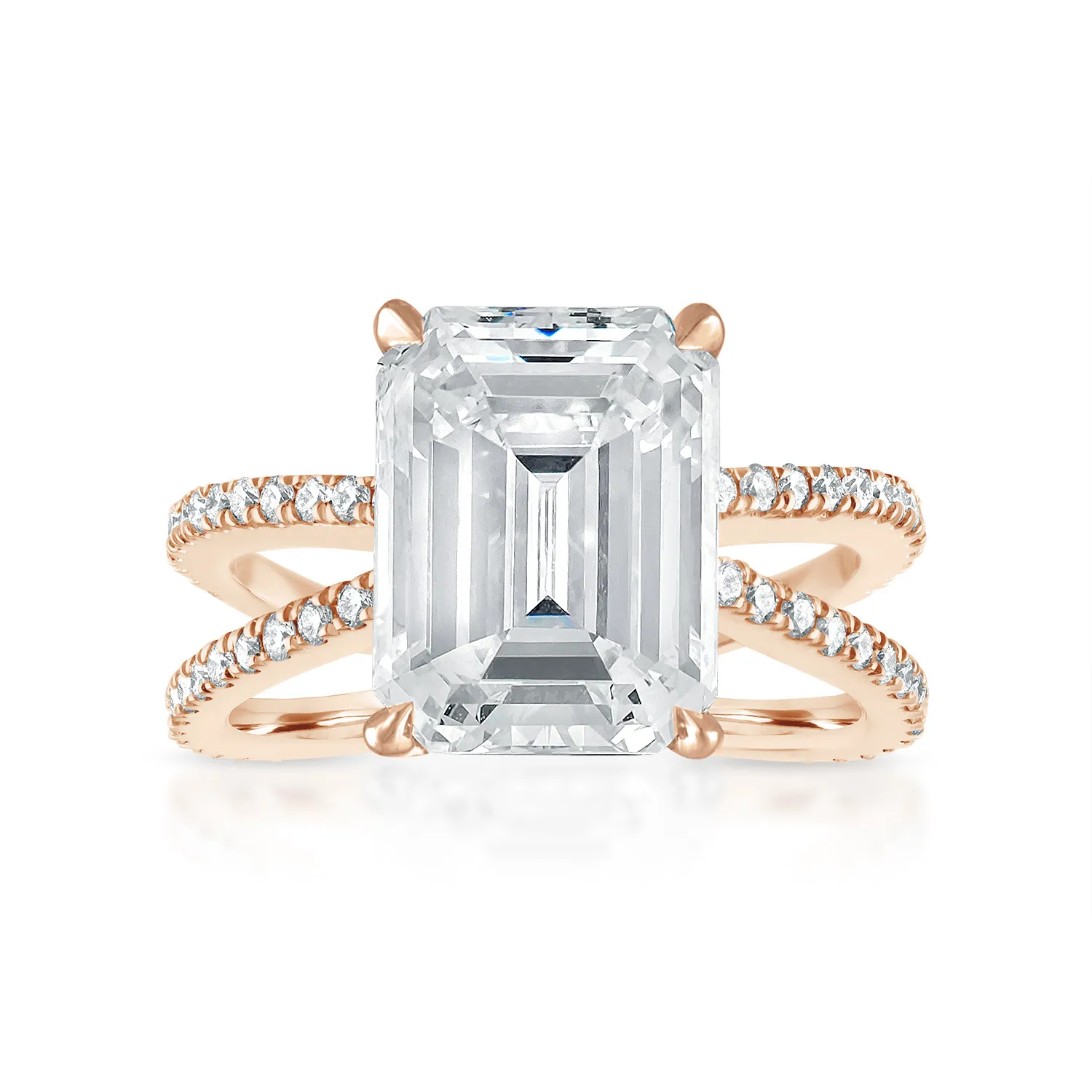 Reverse Pave Split Shank Engagement Ring