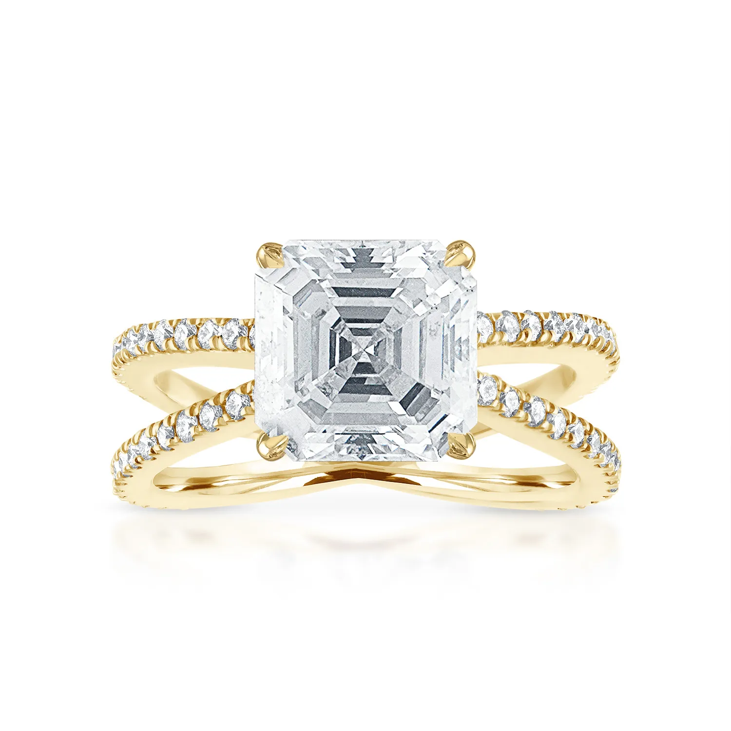 Reverse Pave Split Shank Engagement Ring