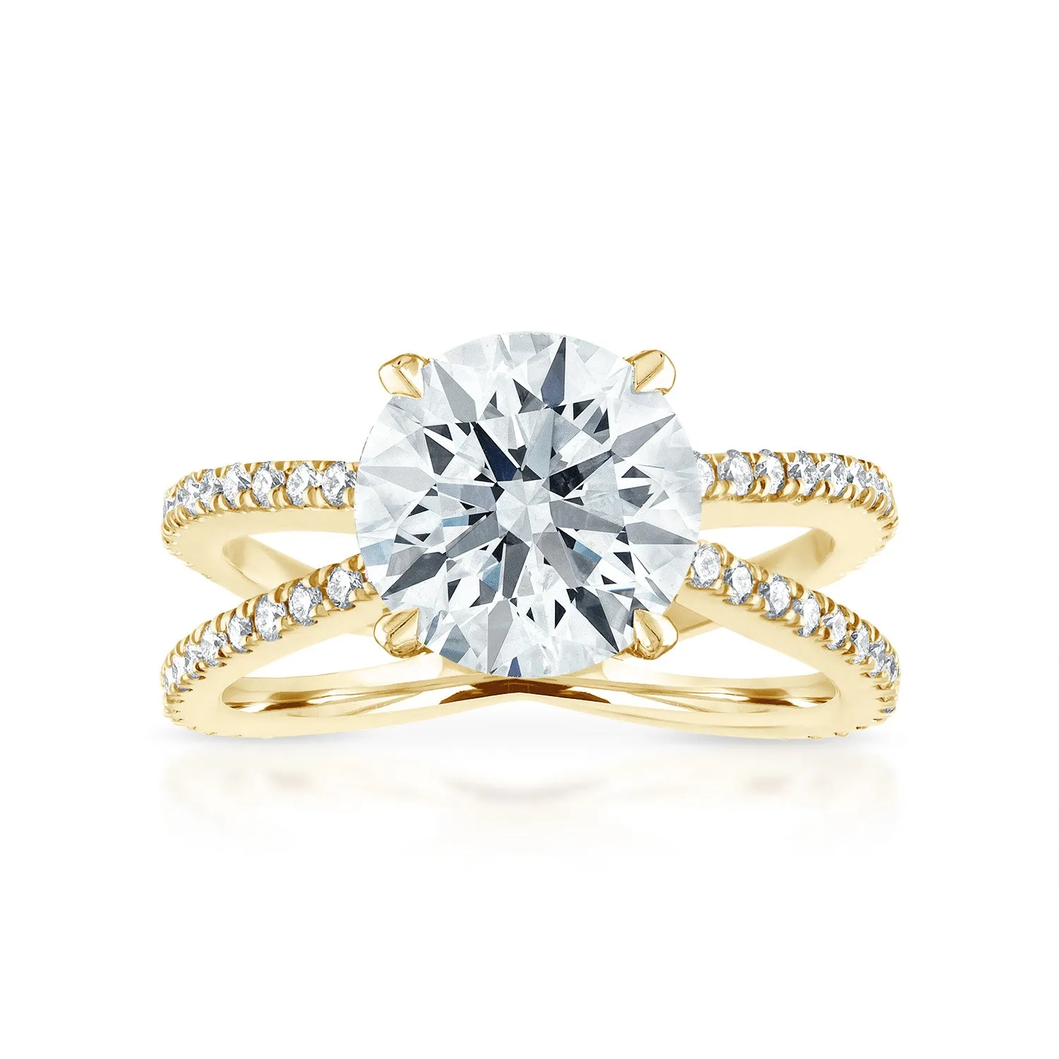 Reverse Pave Split Shank Engagement Ring