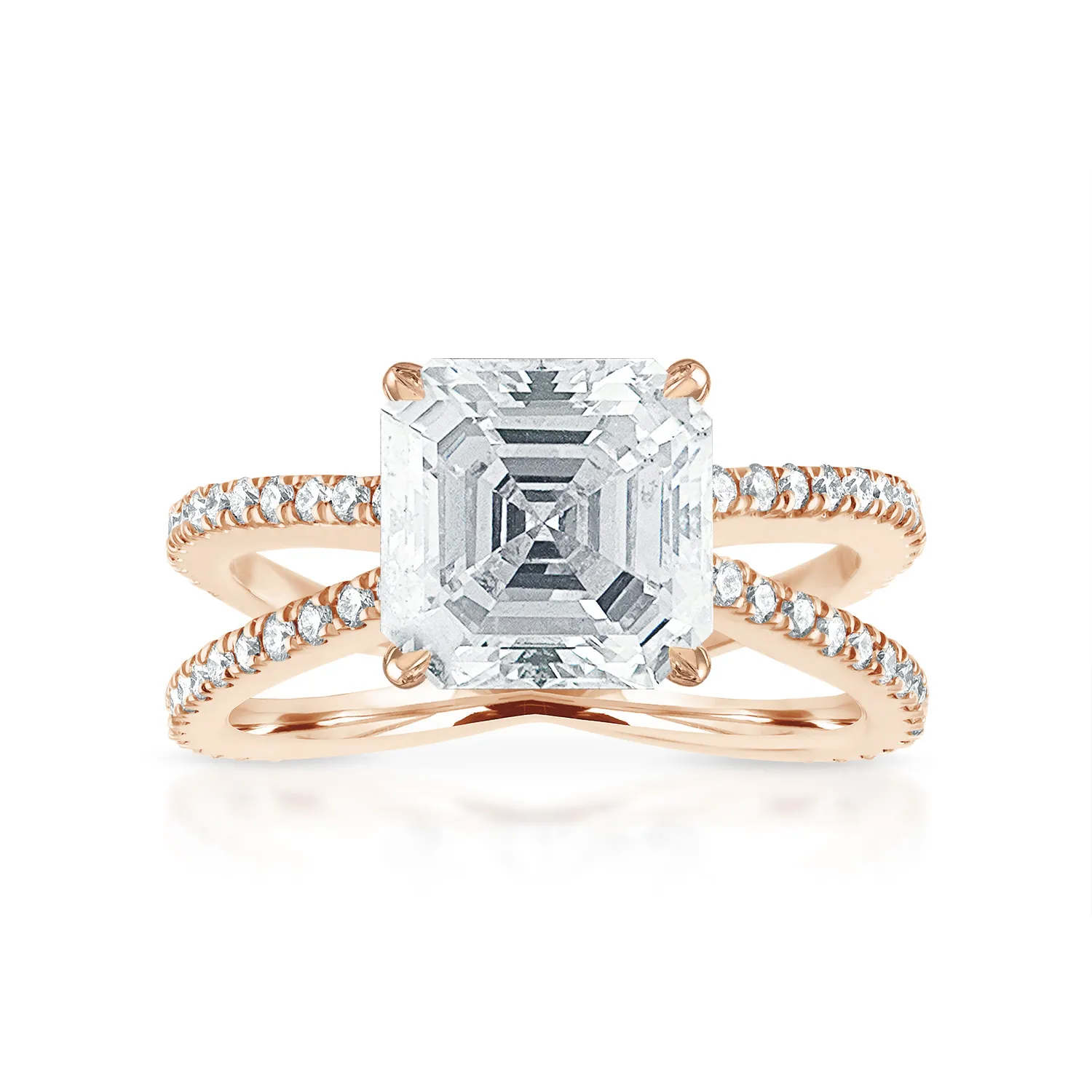 Reverse Pave Split Shank Engagement Ring
