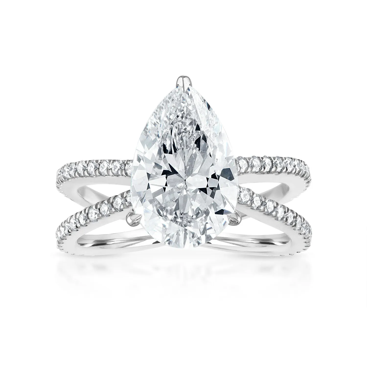 Reverse Pave Split Shank Engagement Ring