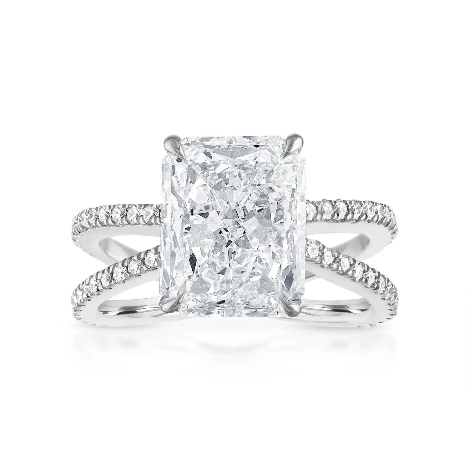 Reverse Pave Split Shank Engagement Ring