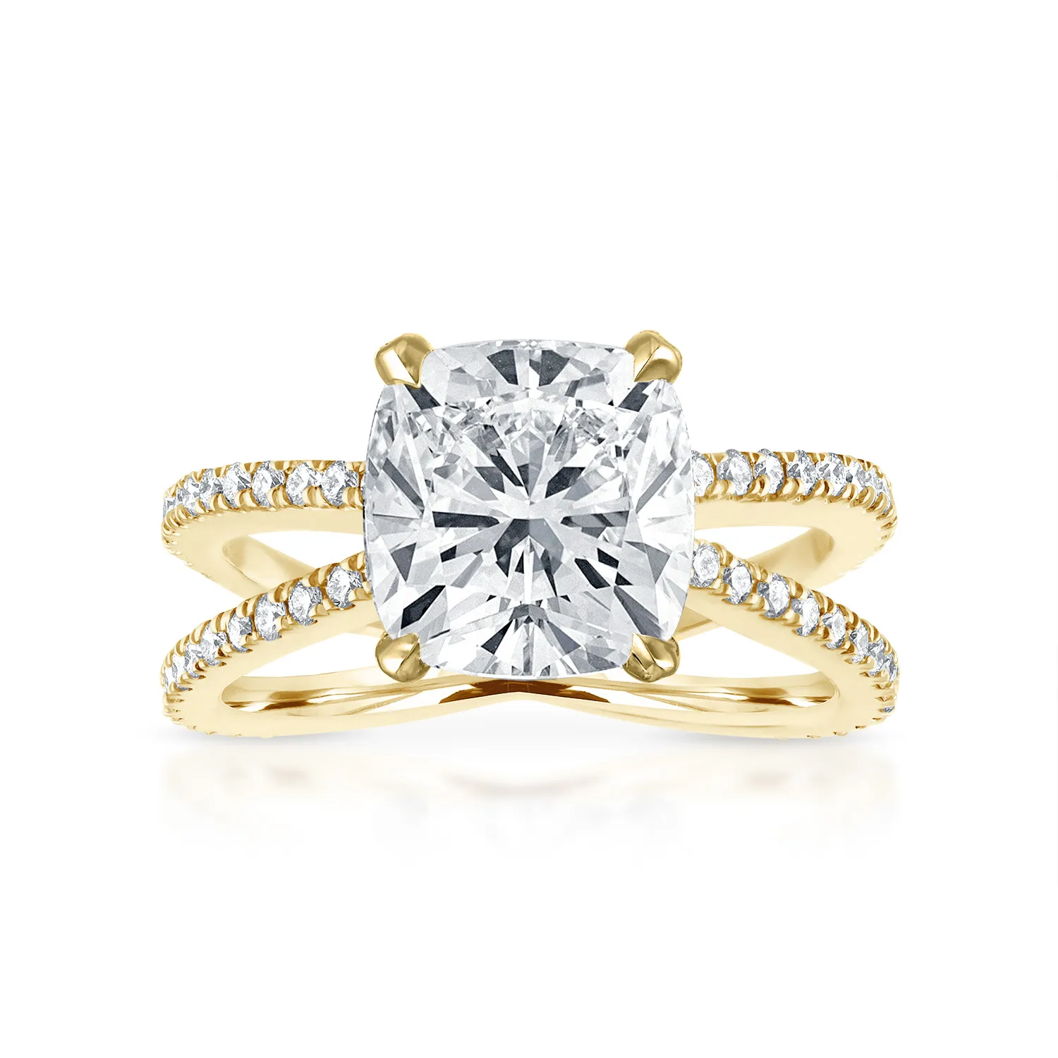 Reverse Pave Split Shank Engagement Ring