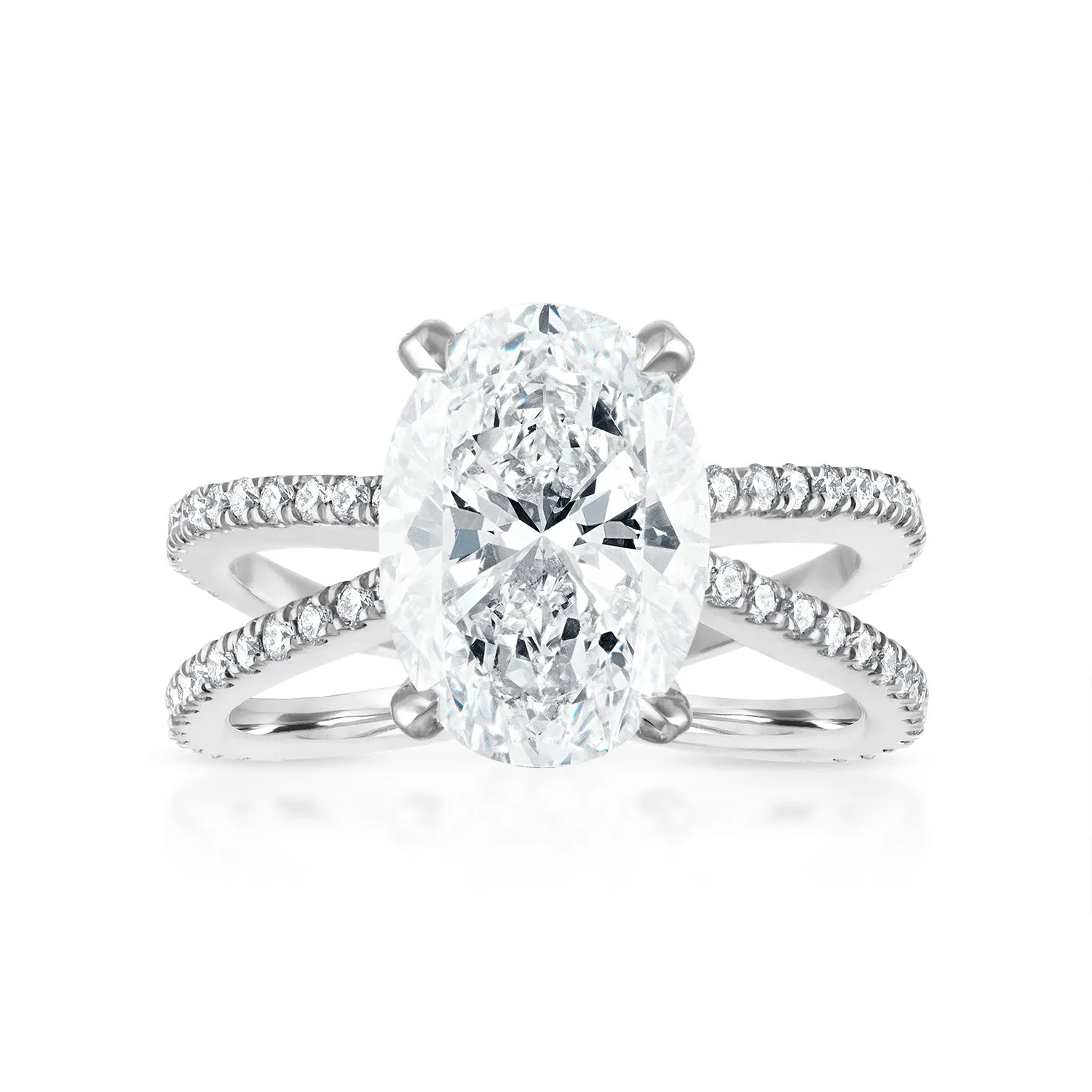 Reverse Pave Split Shank Engagement Ring