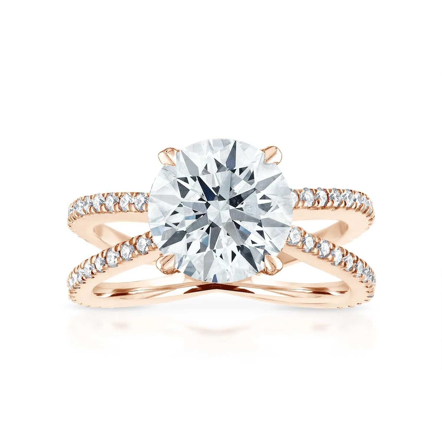 Reverse Pave Split Shank Engagement Ring