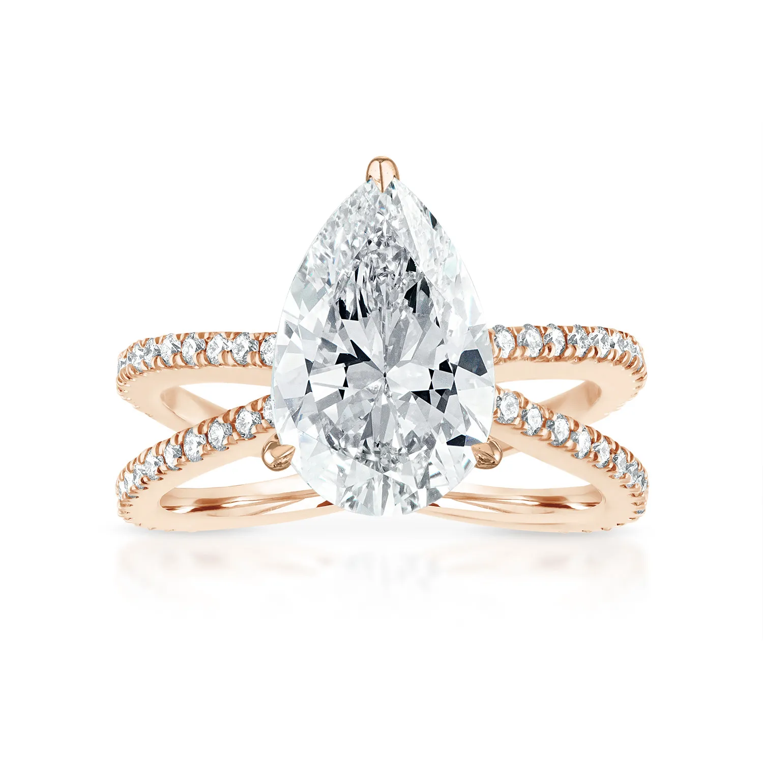Reverse Pave Split Shank Engagement Ring
