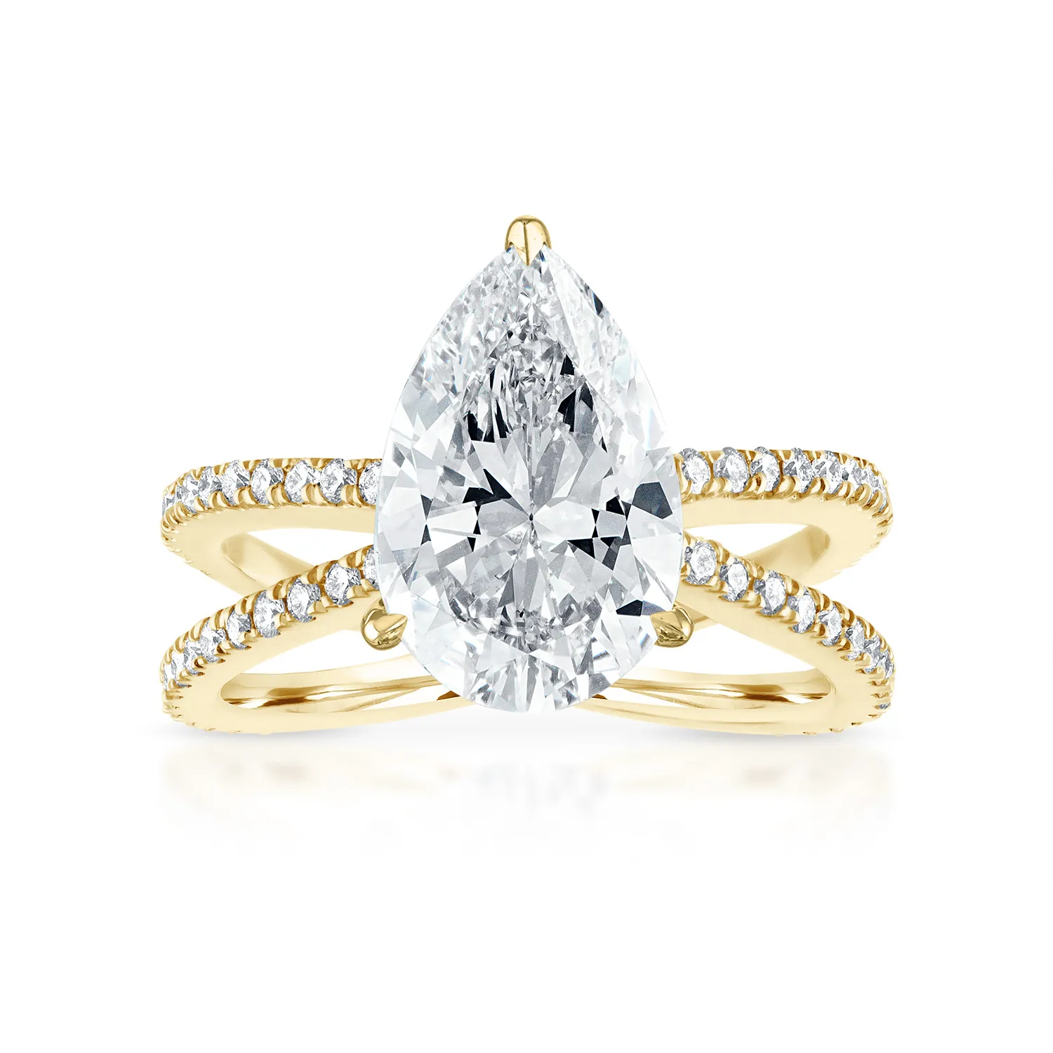 Reverse Pave Split Shank Engagement Ring
