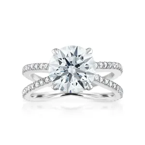 Reverse Pave Split Shank Engagement Ring