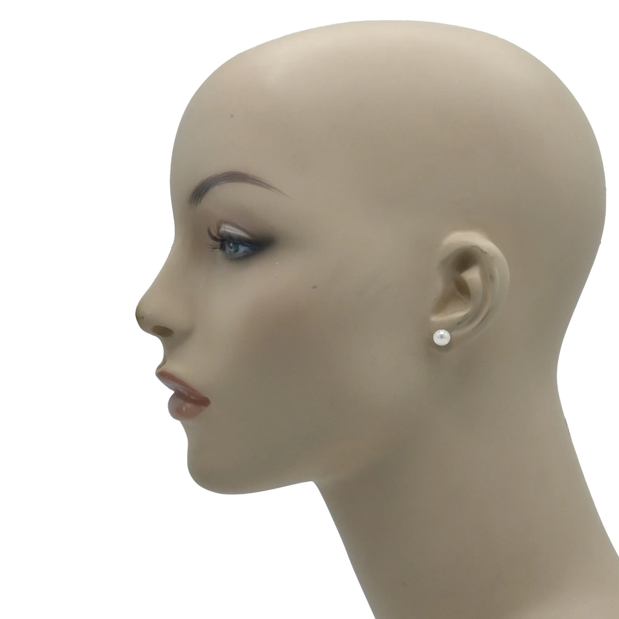 Rhodium White 8Mm Pearl Stud Earring #HNE90895-8MMRDWH(LH1)