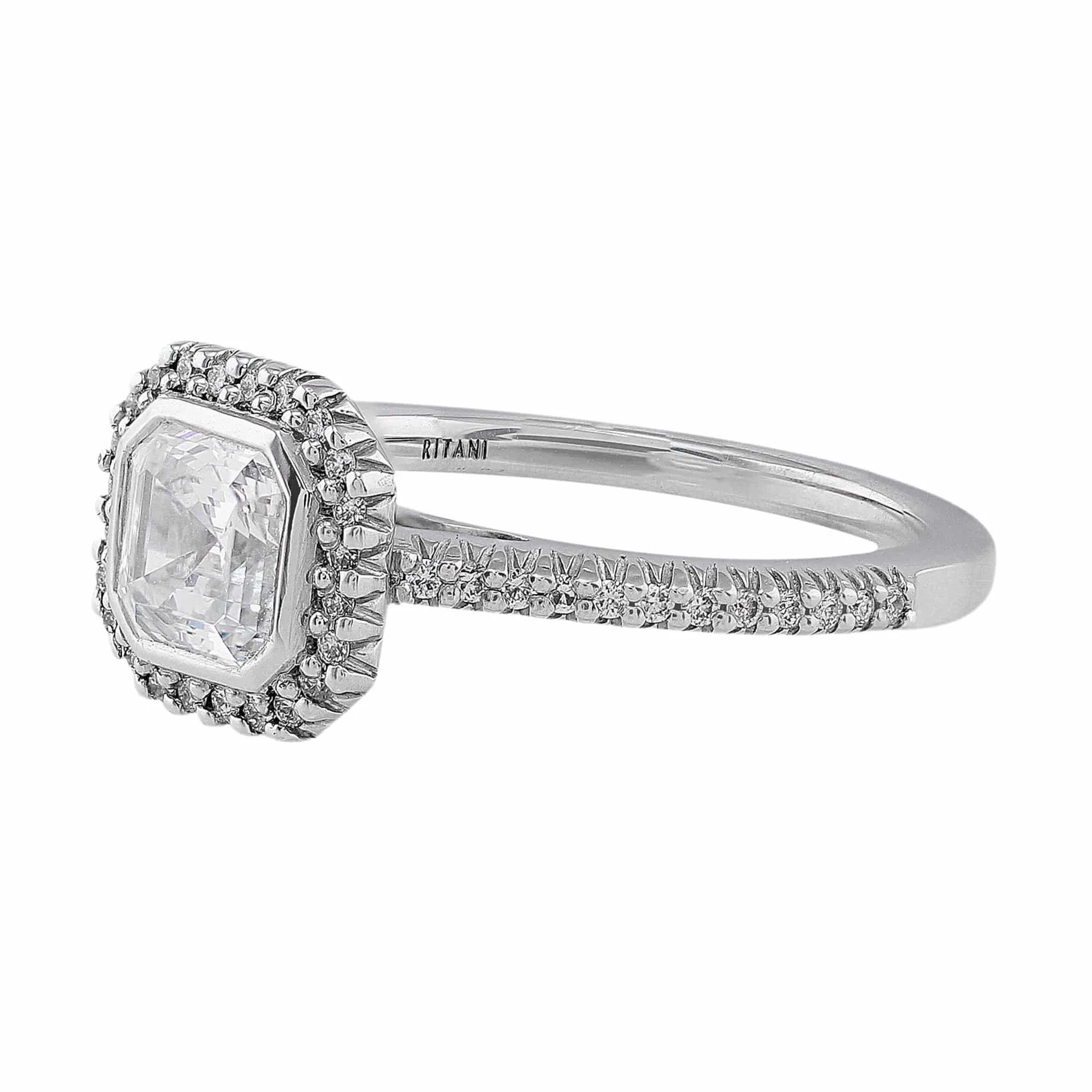 Ritani Bella Vita 18k White Gold Asscher Diamond Solitaire Ring