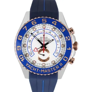 Rolex Yacht-Master II Two-Tone 18K Rose Gold Steel White 44mm Blue 116681 Watch