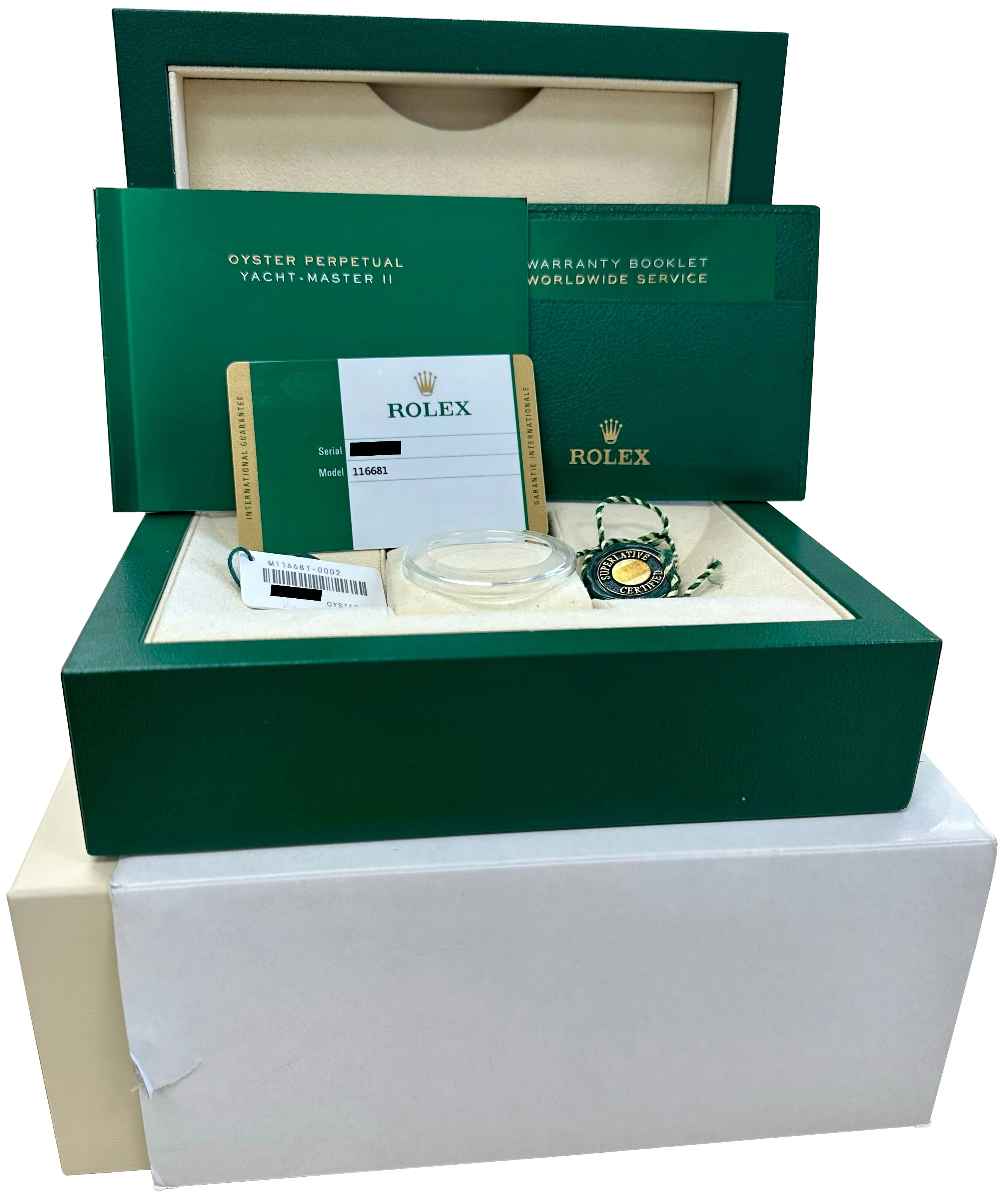 Rolex Yacht-Master II White Two-Tone 18K Rose Gold Steel 116681 44mm Watch B P