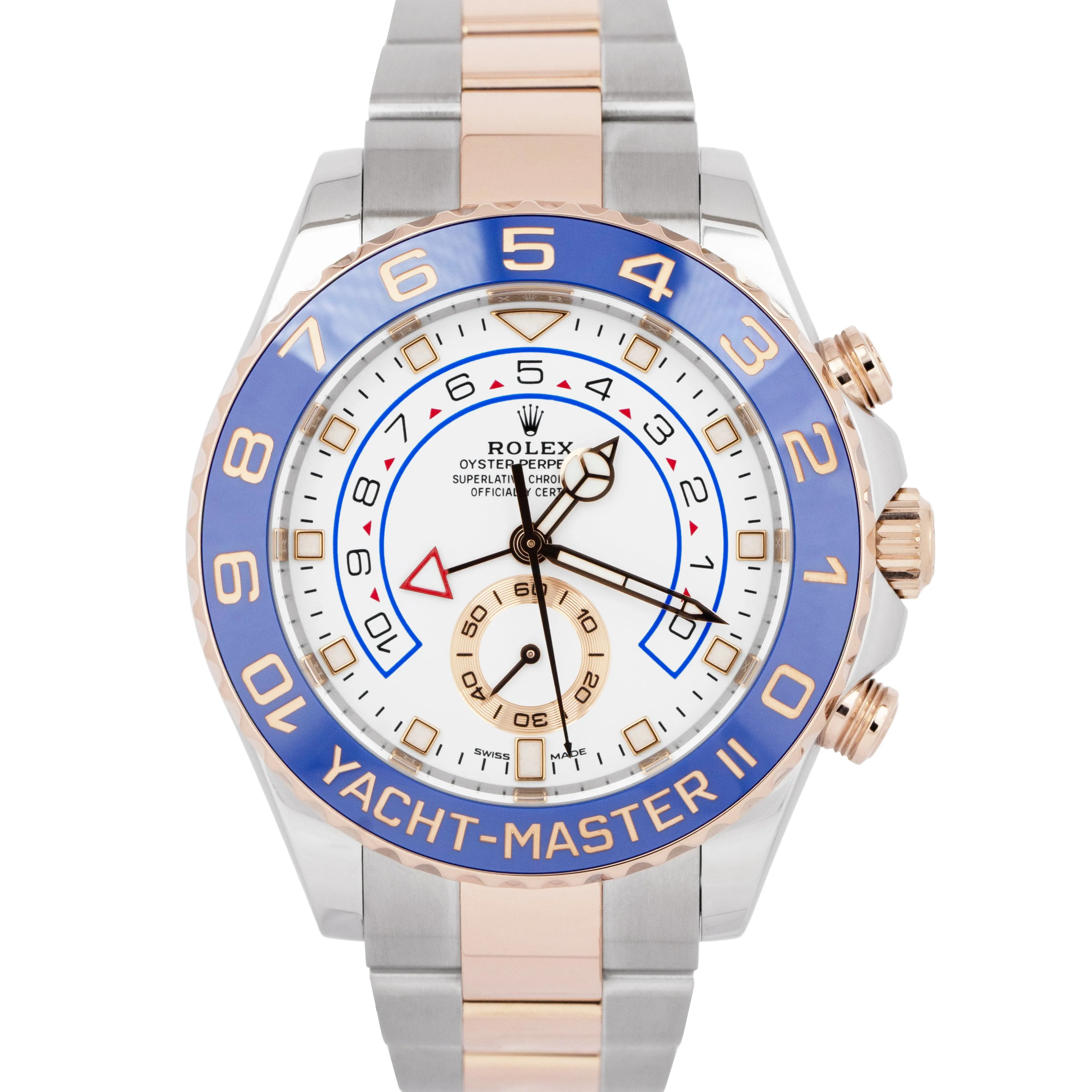 Rolex Yacht-Master II White Two-Tone 18K Rose Gold Steel 116681 44mm Watch B P