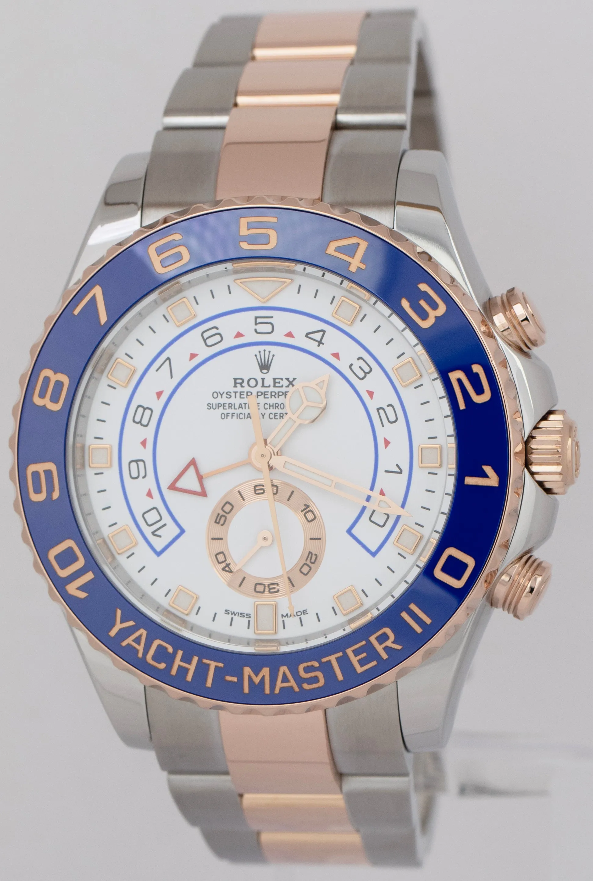 Rolex Yacht-Master II White Two-Tone 18K Rose Gold Steel 116681 44mm Watch B P