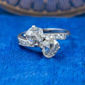 Rose-cut Diamond Moi et Toi ring c1950