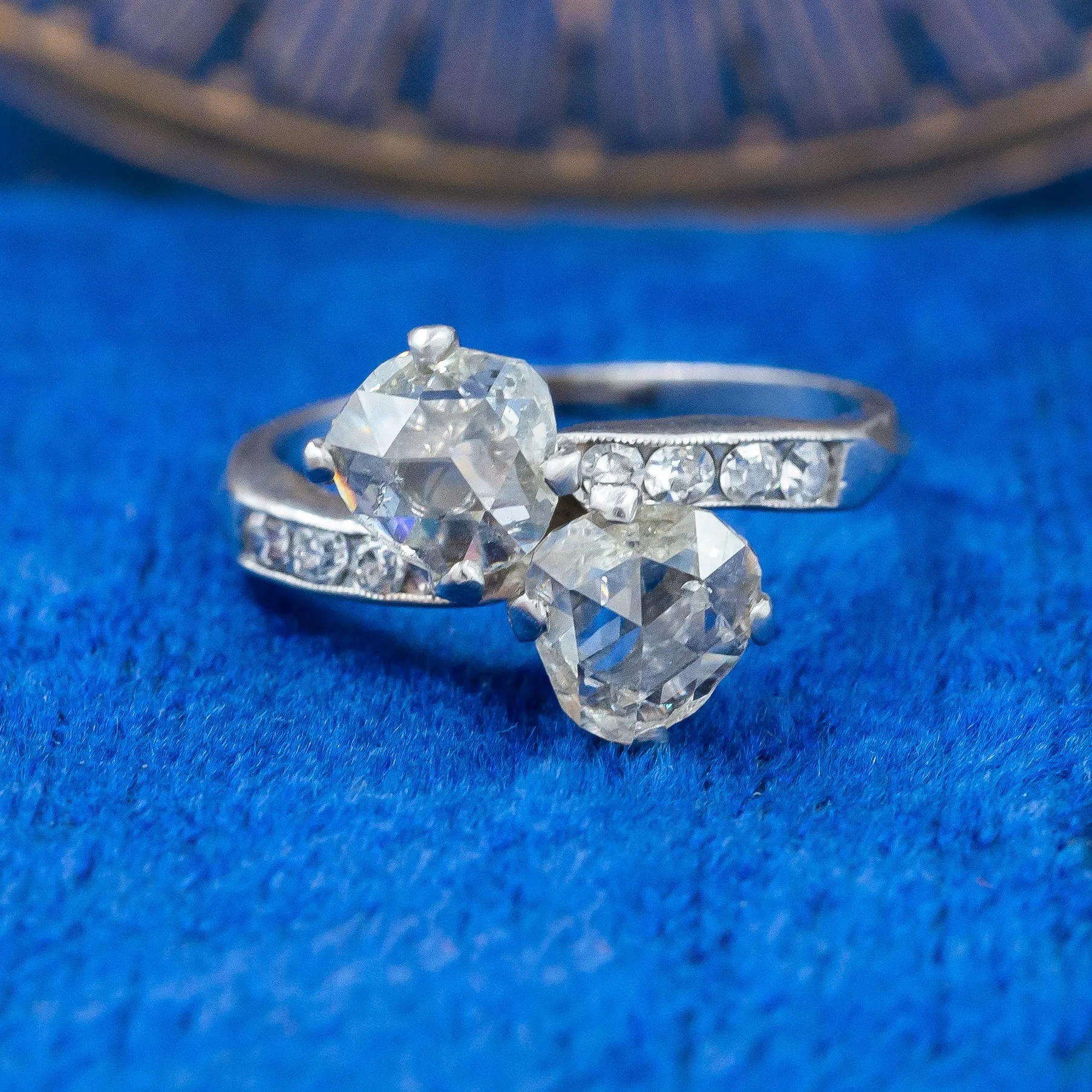 Rose-cut Diamond Moi et Toi ring c1950