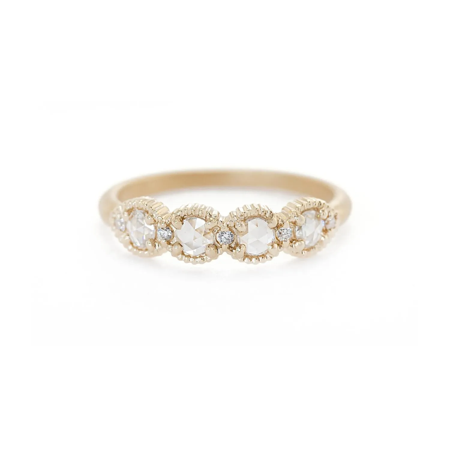 Rose Cut Diamond Ribbed Topper Ring
