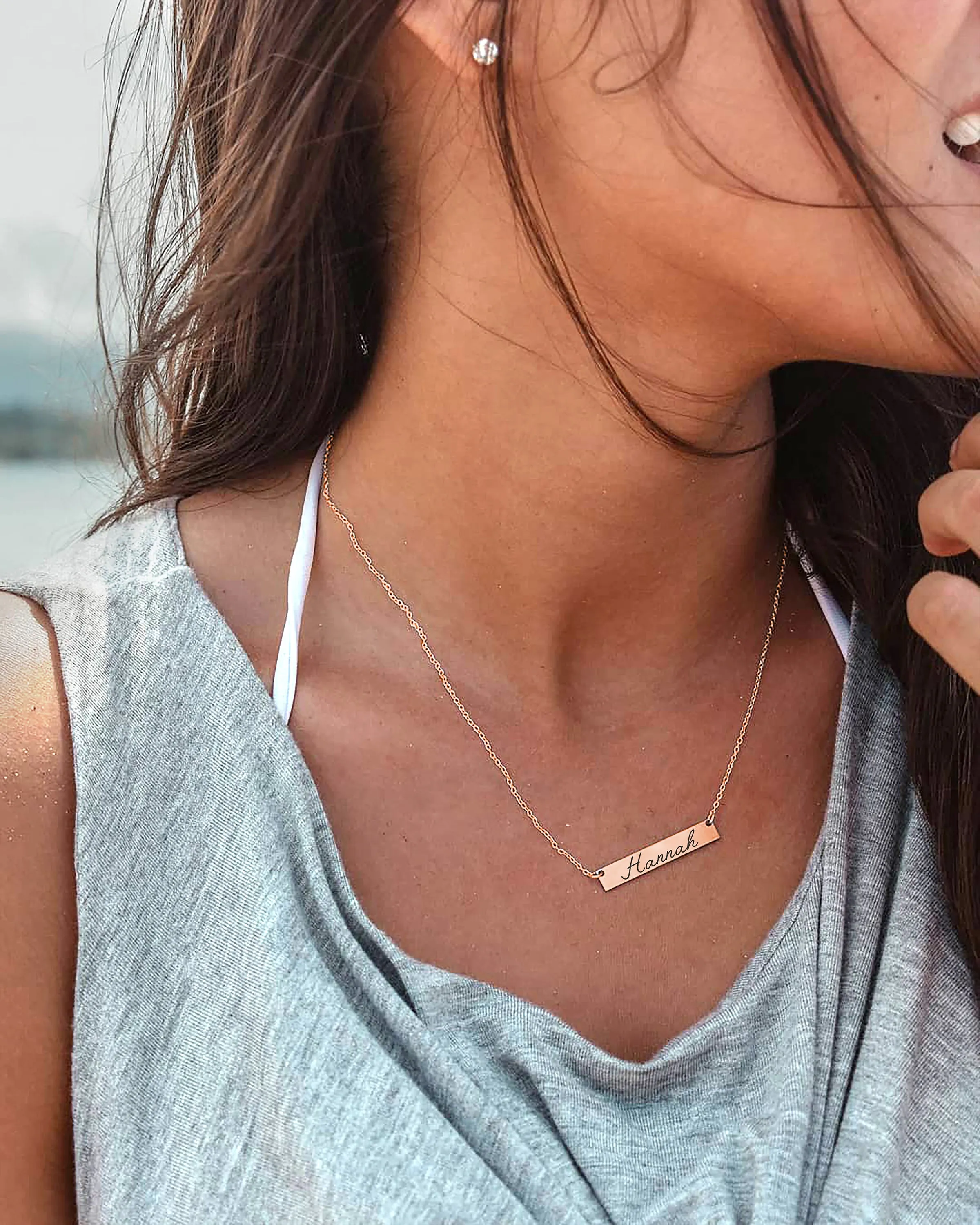 Rose Gold Name Bar Necklace