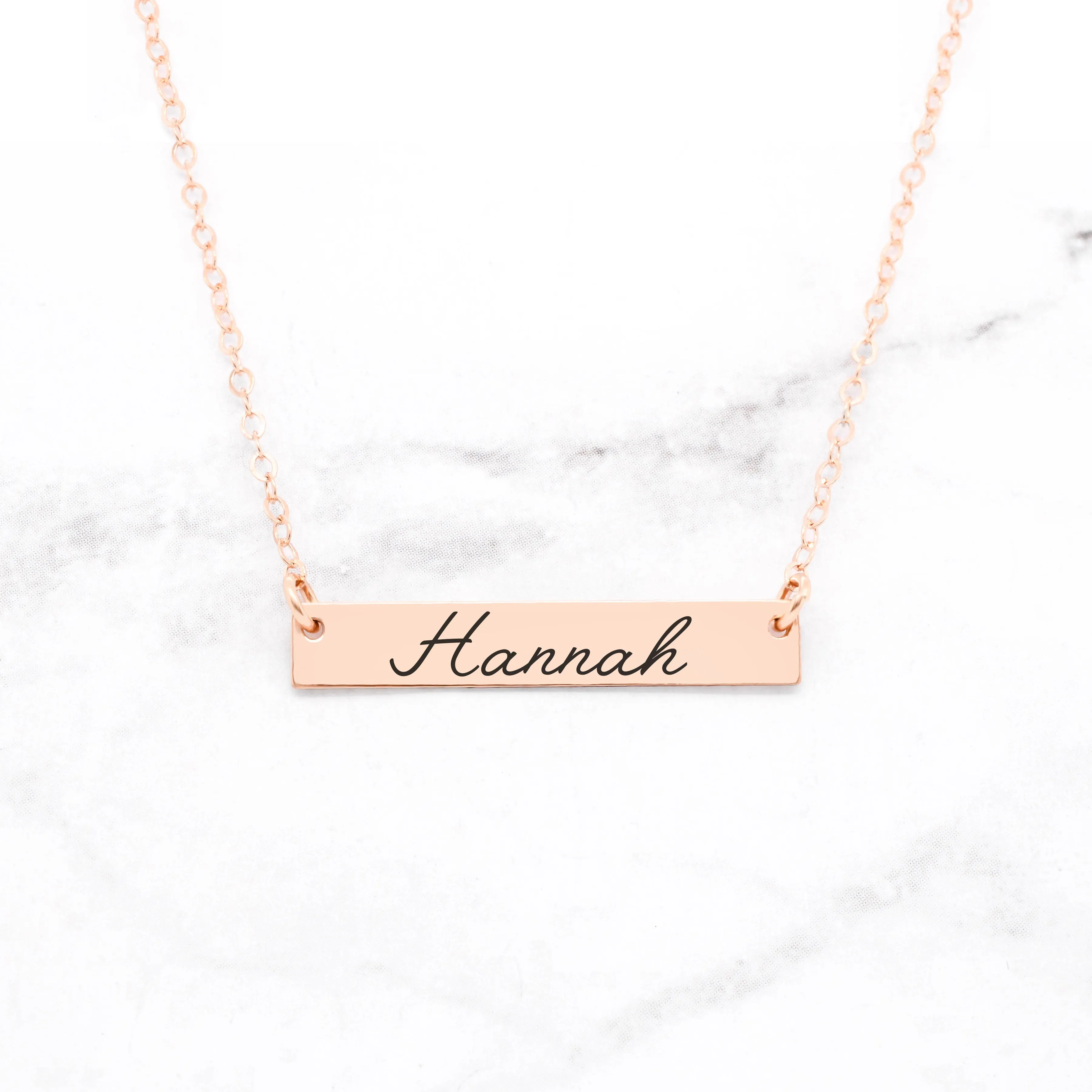 Rose Gold Name Bar Necklace