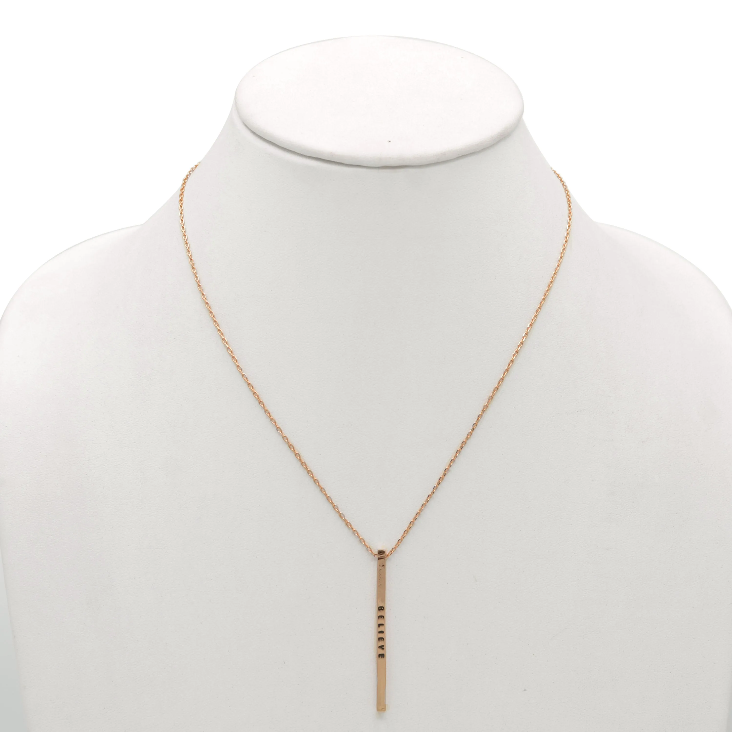 ROSE GOLD "BELIEVE" BAR PENDANT NECKLACE #N4465RG(OG16)