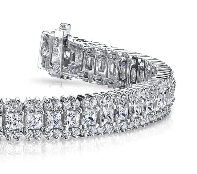 Round And Princess Diamond Bracelet with 7.90 ct.(finished) 1.4mm, 2.5mm