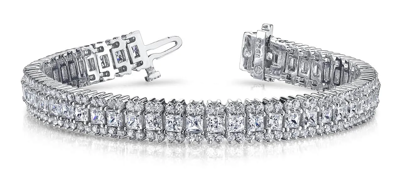 Round And Princess Diamond Bracelet with 7.90 ct.(finished) 1.4mm, 2.5mm