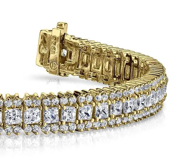 Round And Princess Diamond Bracelet with 7.90 ct.(finished) 1.4mm, 2.5mm