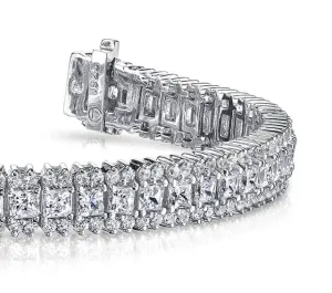 Round And Princess Diamond Bracelet with 7.90 ct.(finished) 1.4mm, 2.5mm