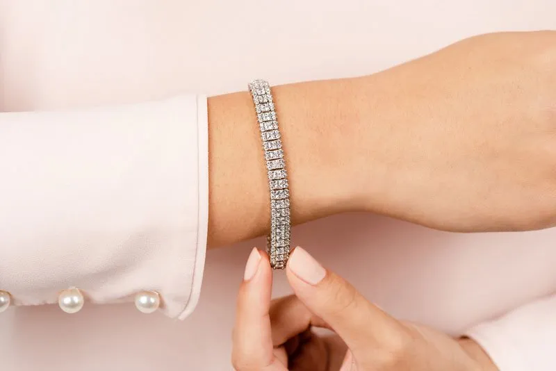 Round And Princess Diamond Bracelet with 7.90 ct.(finished) 1.4mm, 2.5mm