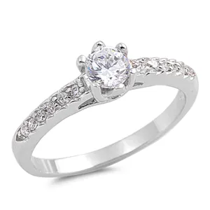 Round Clear CZ Promise Wedding Ring New .925 Sterling Silver Band Sizes 5-9