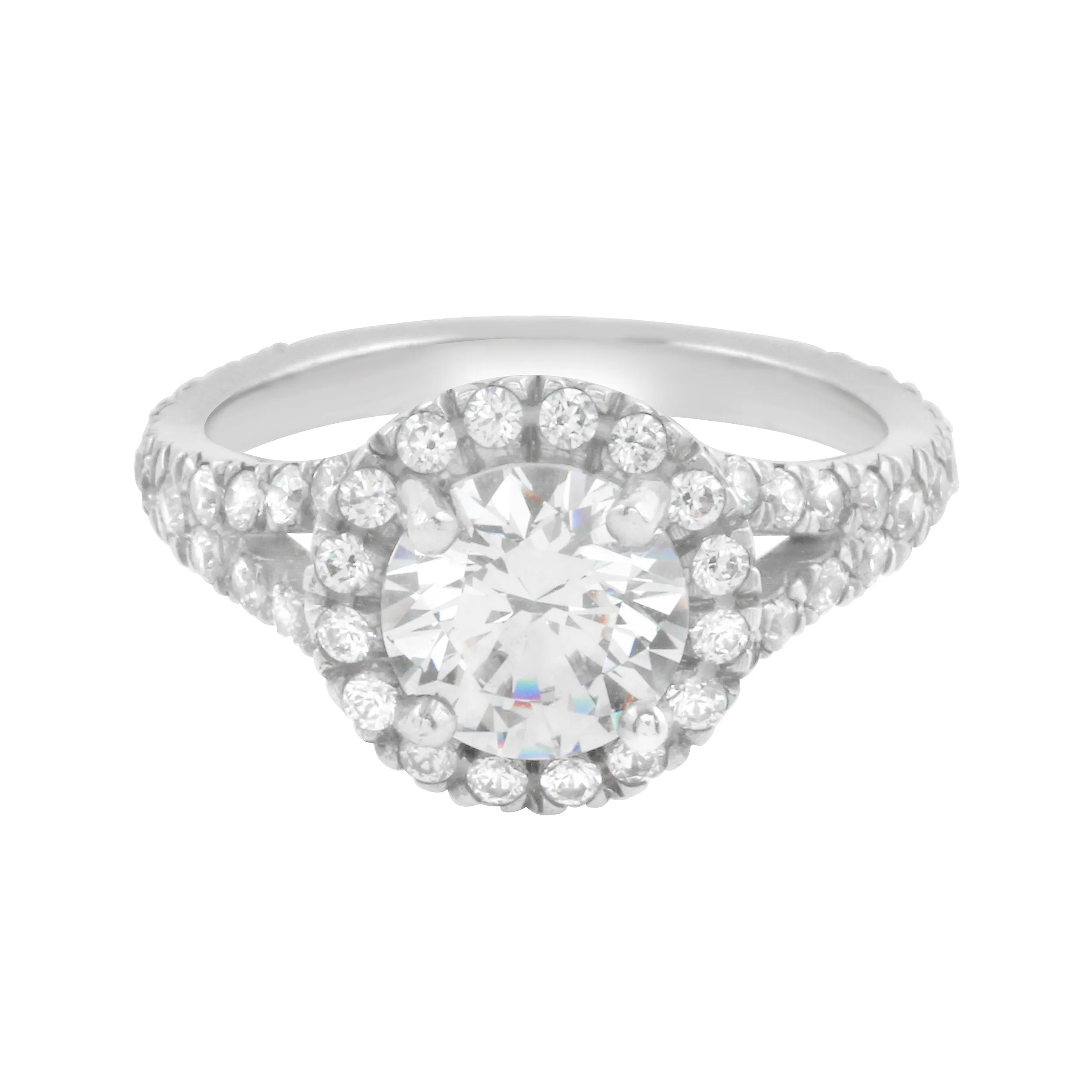 Round Diamond Halo Split Shank Engagement Ring Setting