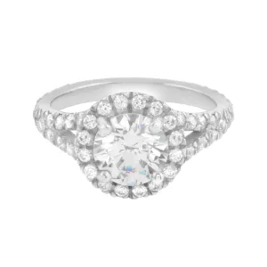 Round Diamond Halo Split Shank Engagement Ring Setting