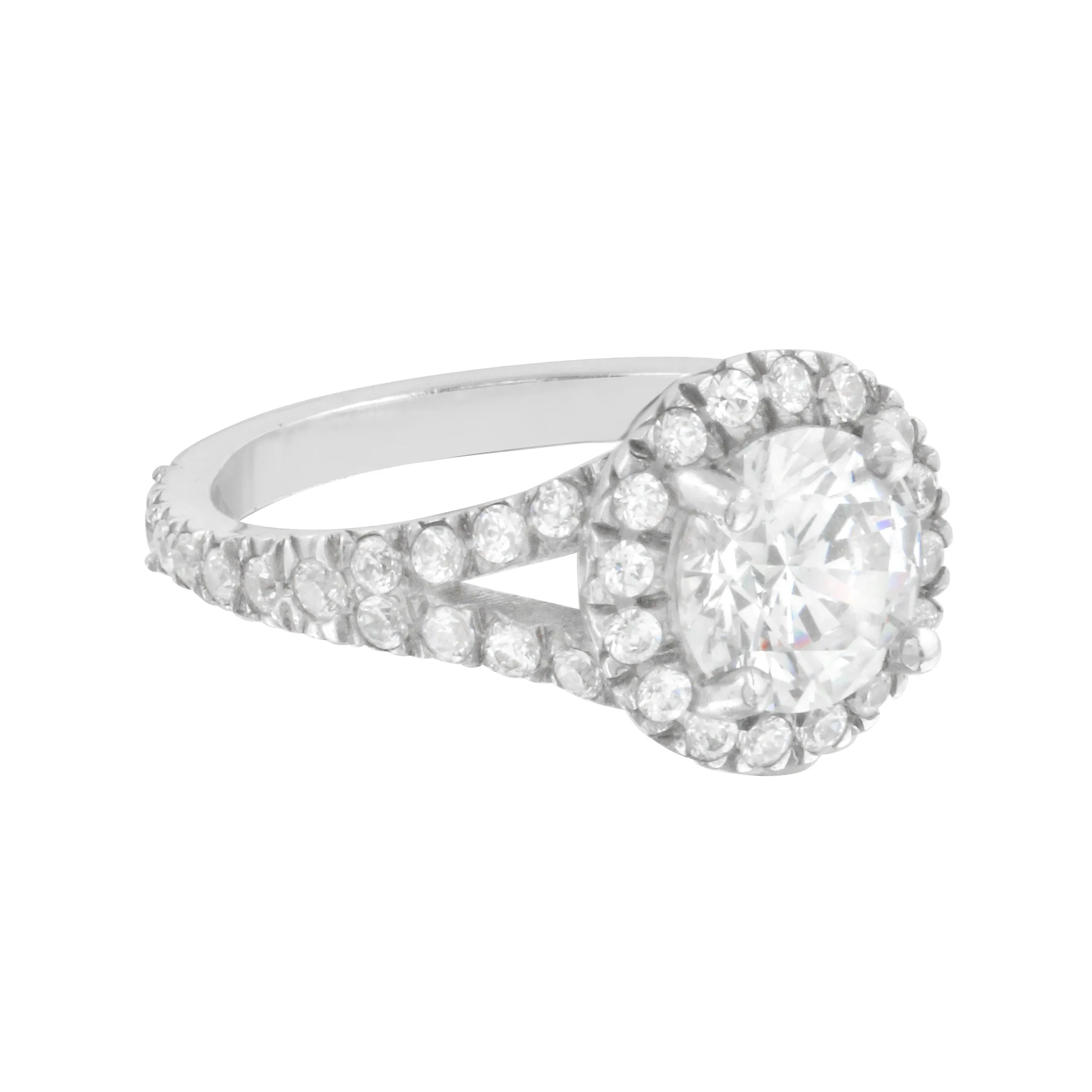 Round Diamond Halo Split Shank Engagement Ring Setting