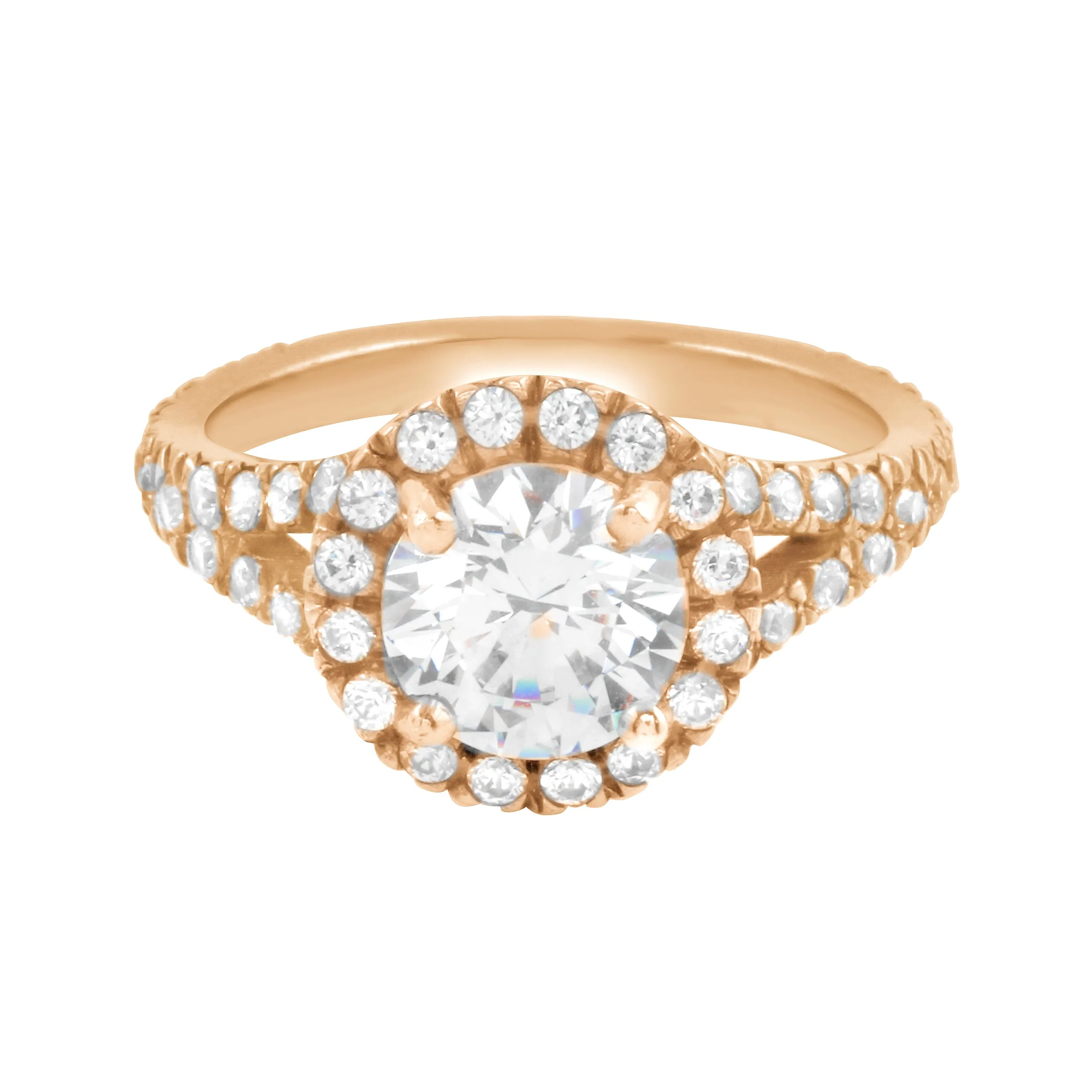 Round Diamond Halo Split Shank Engagement Ring Setting