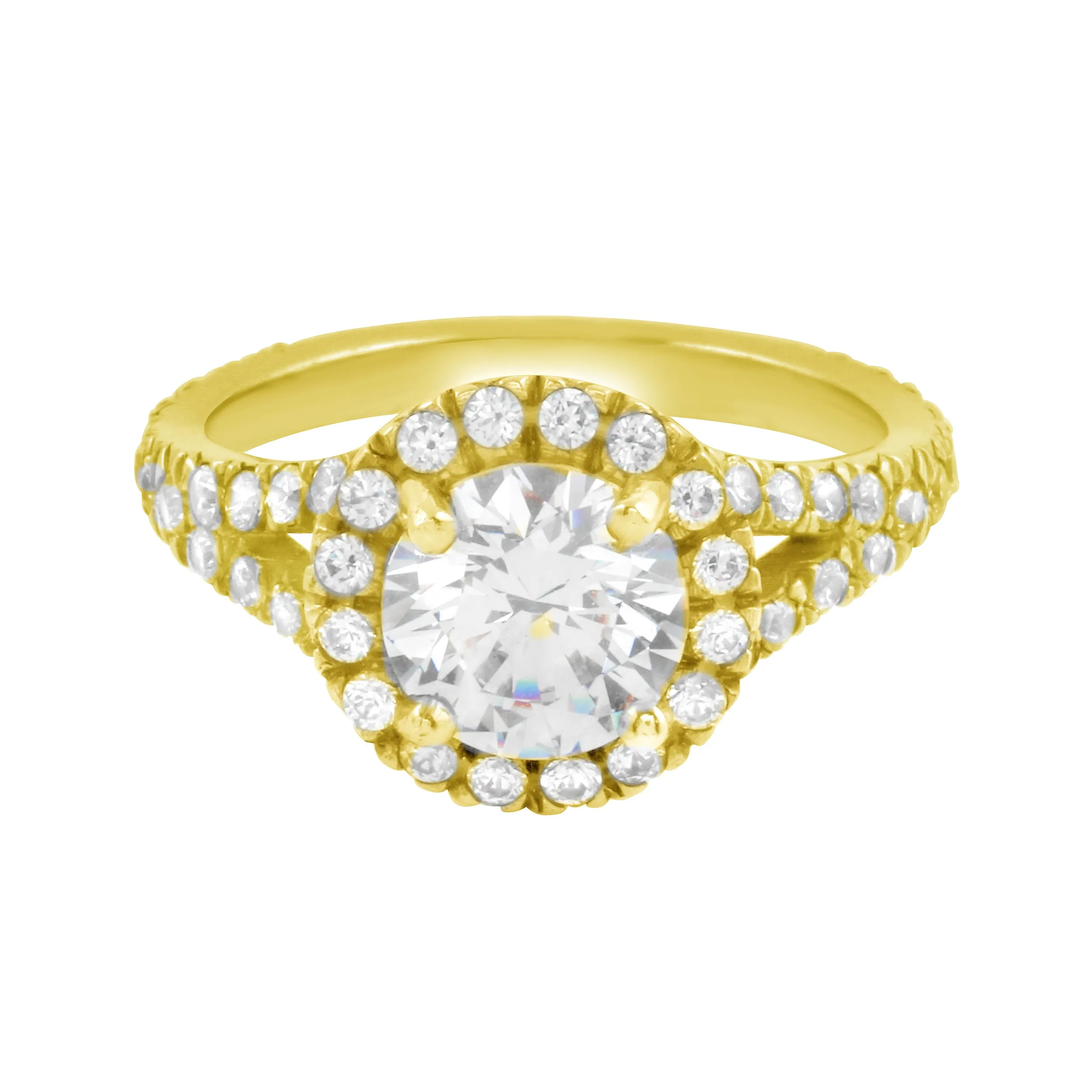 Round Diamond Halo Split Shank Engagement Ring Setting