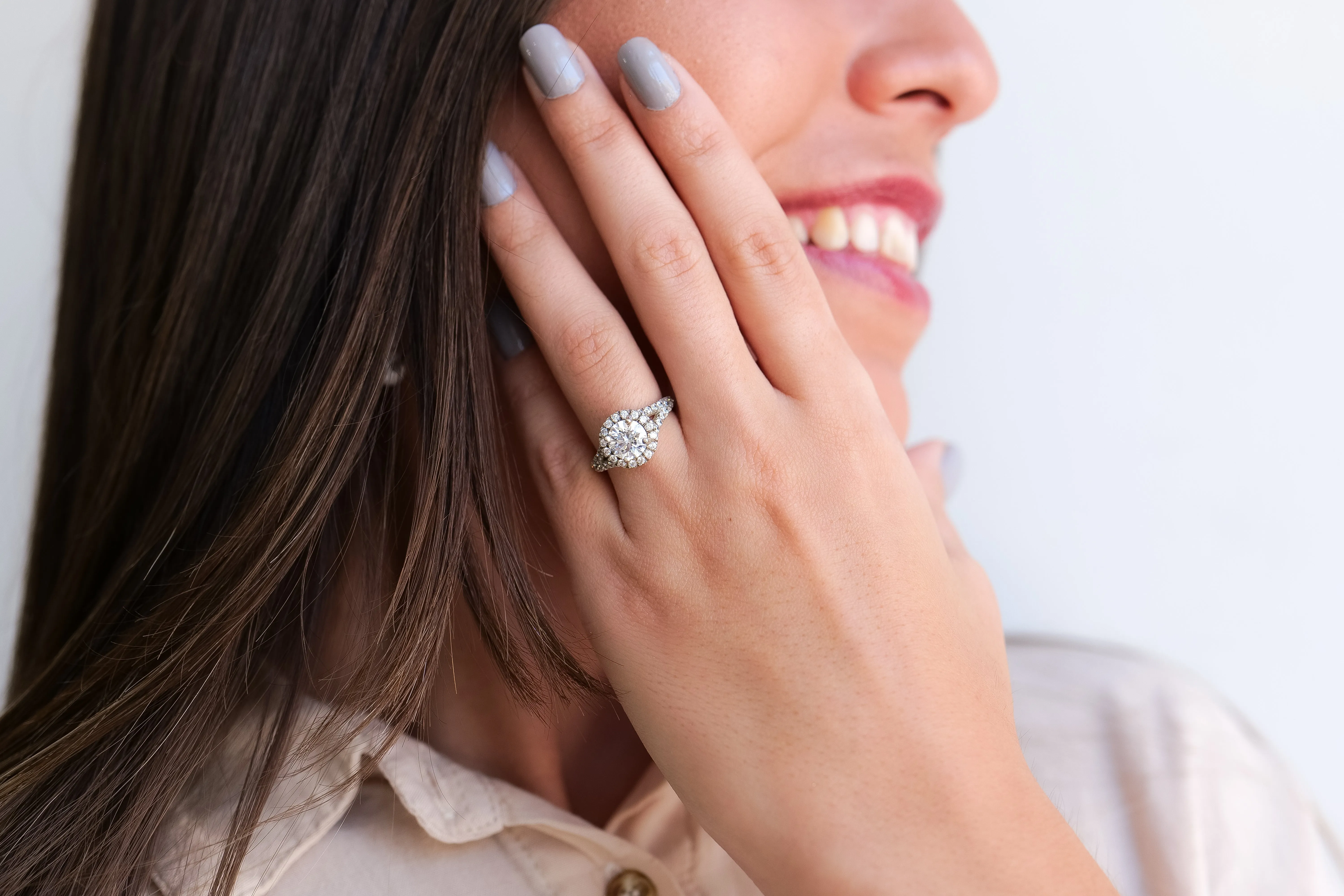 Round Diamond Halo Split Shank Engagement Ring Setting