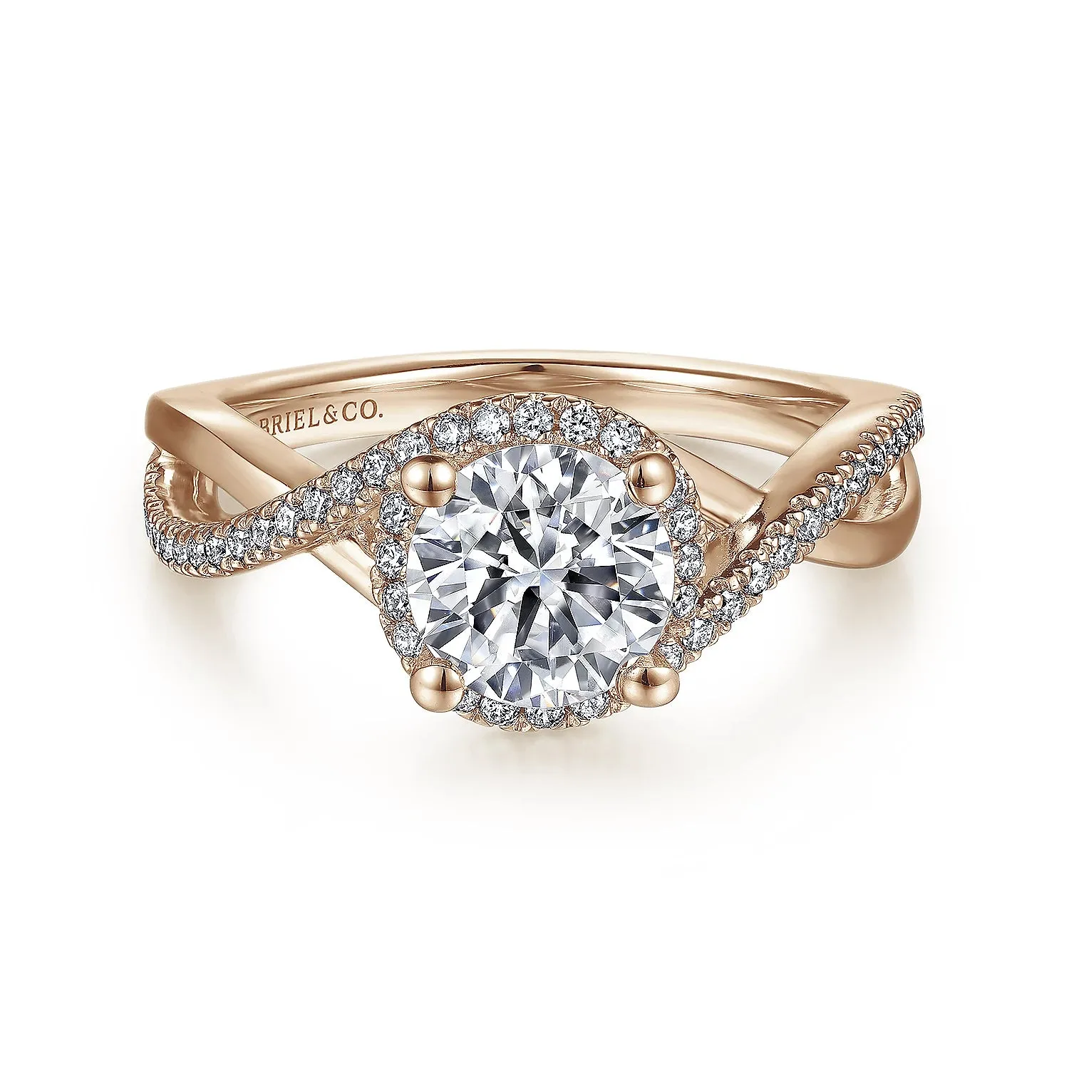 Round Halo Twist Diamond Engagement Ring Mounting