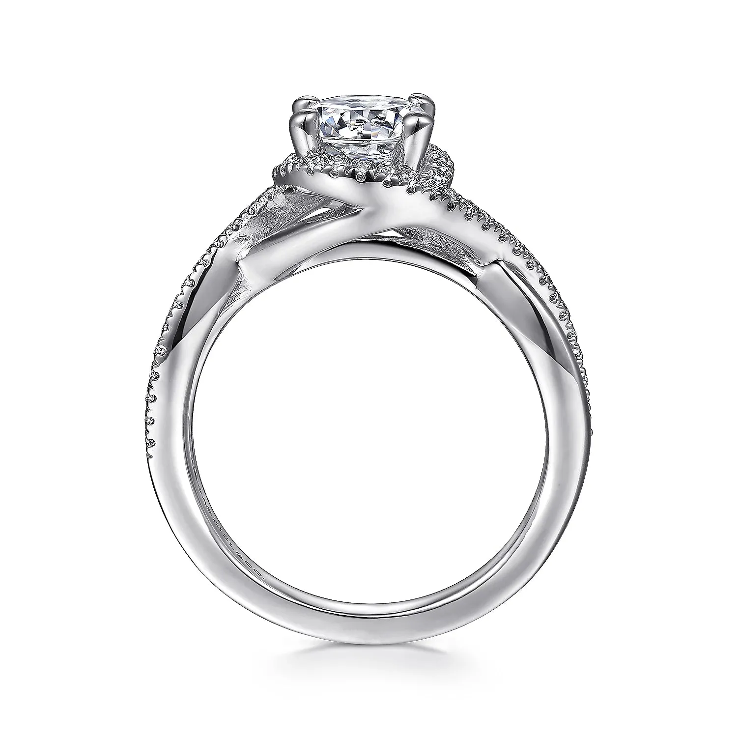 Round Halo Twist Diamond Engagement Ring Mounting