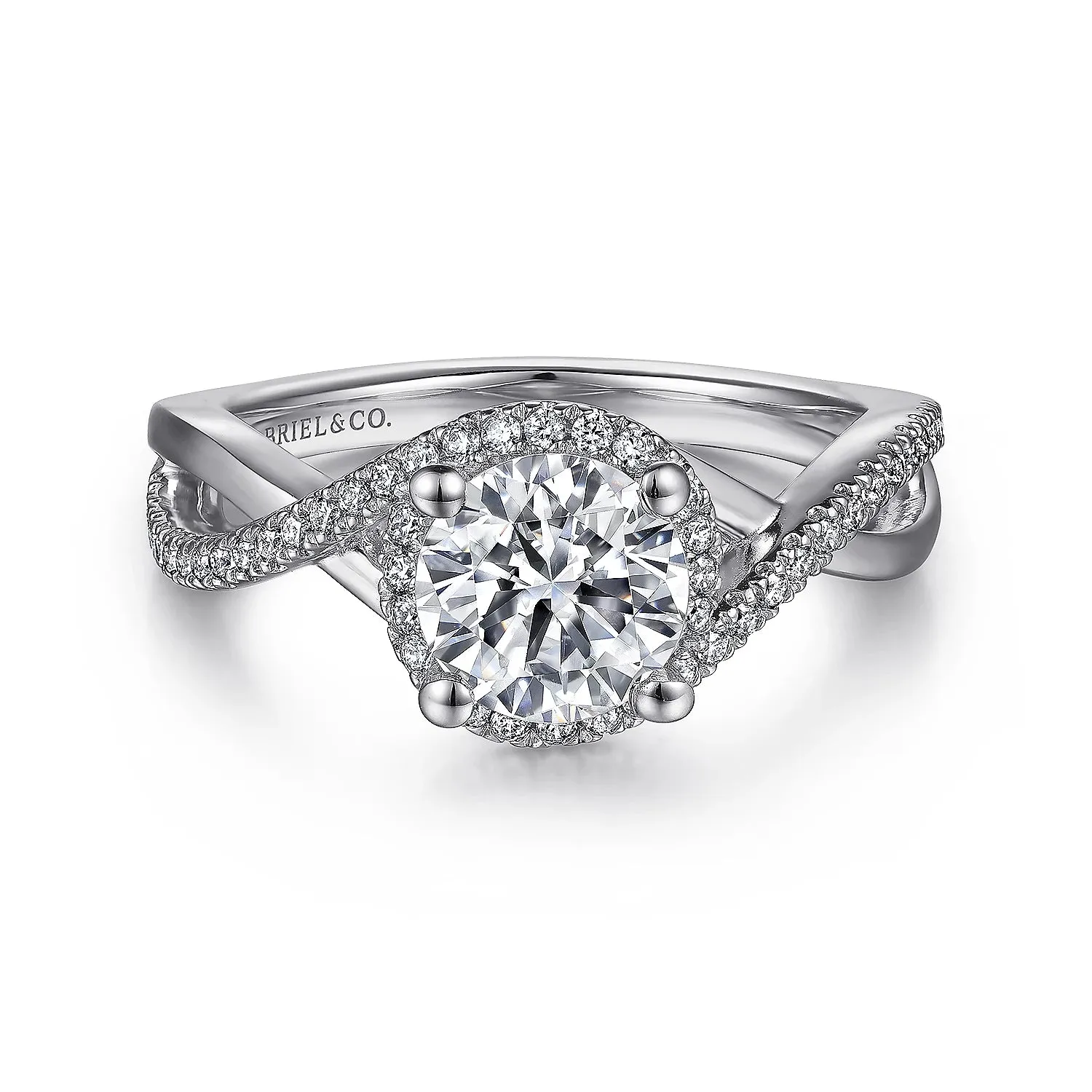 Round Halo Twist Diamond Engagement Ring Mounting