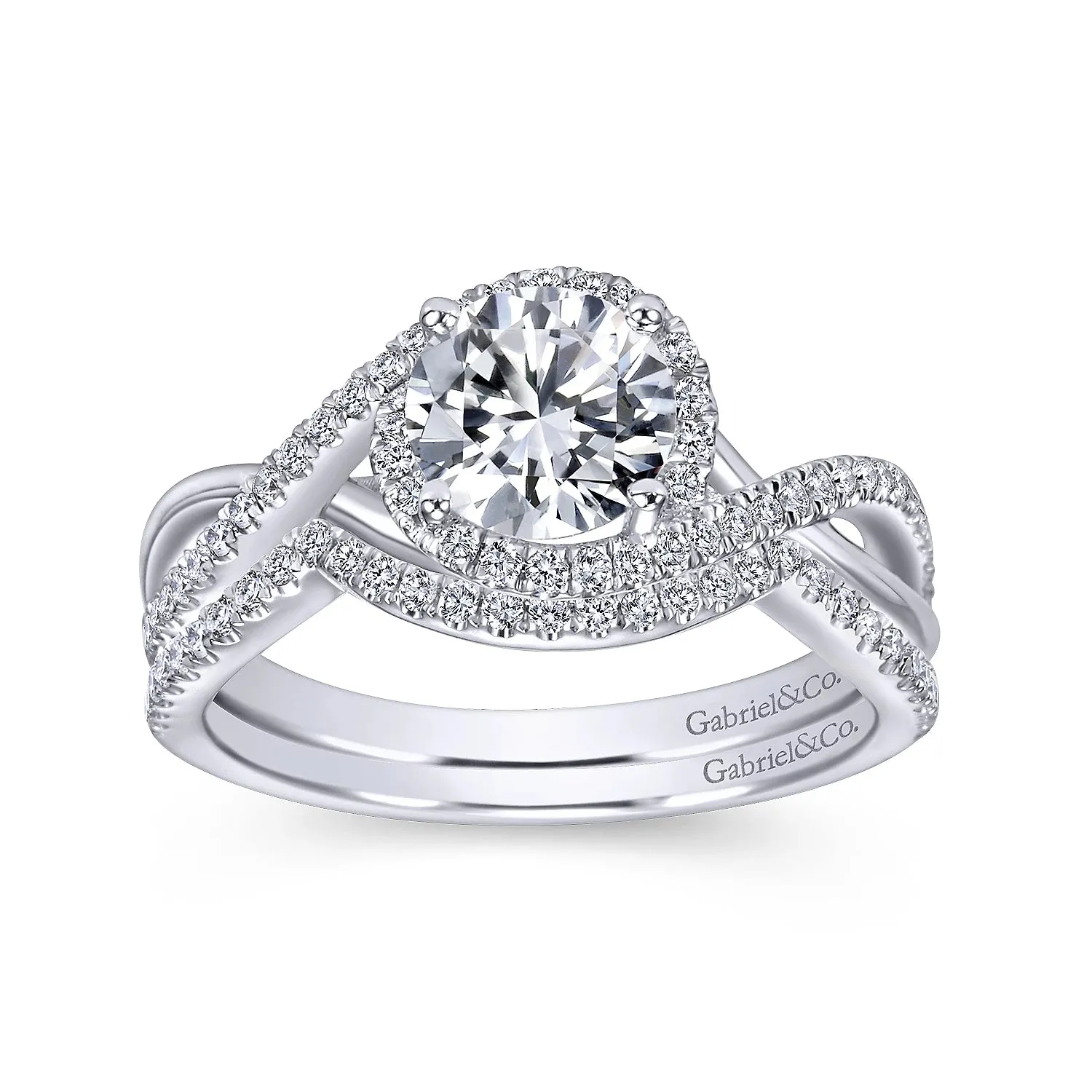 Round Halo Twist Diamond Engagement Ring Mounting