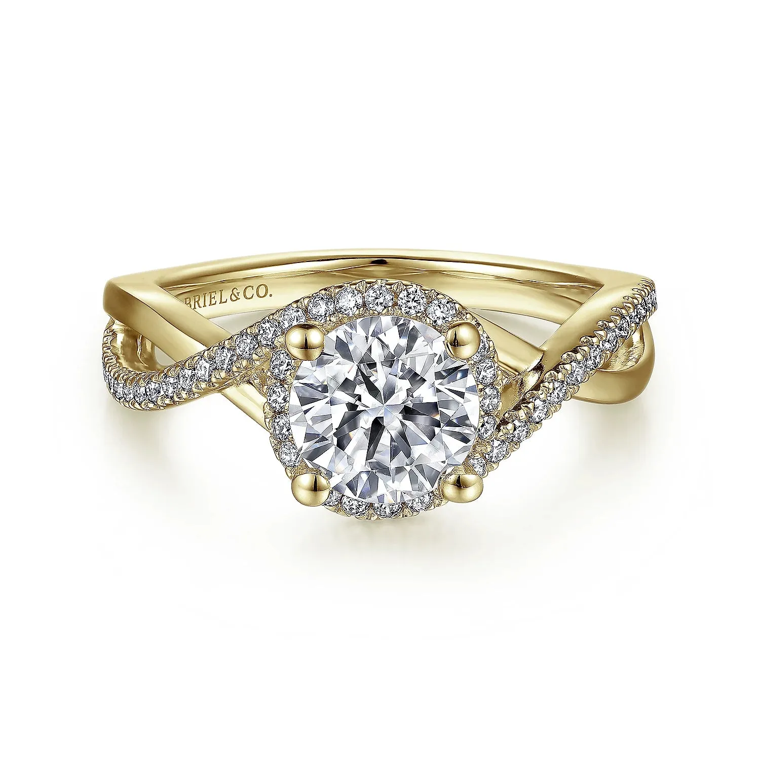 Round Halo Twist Diamond Engagement Ring Mounting