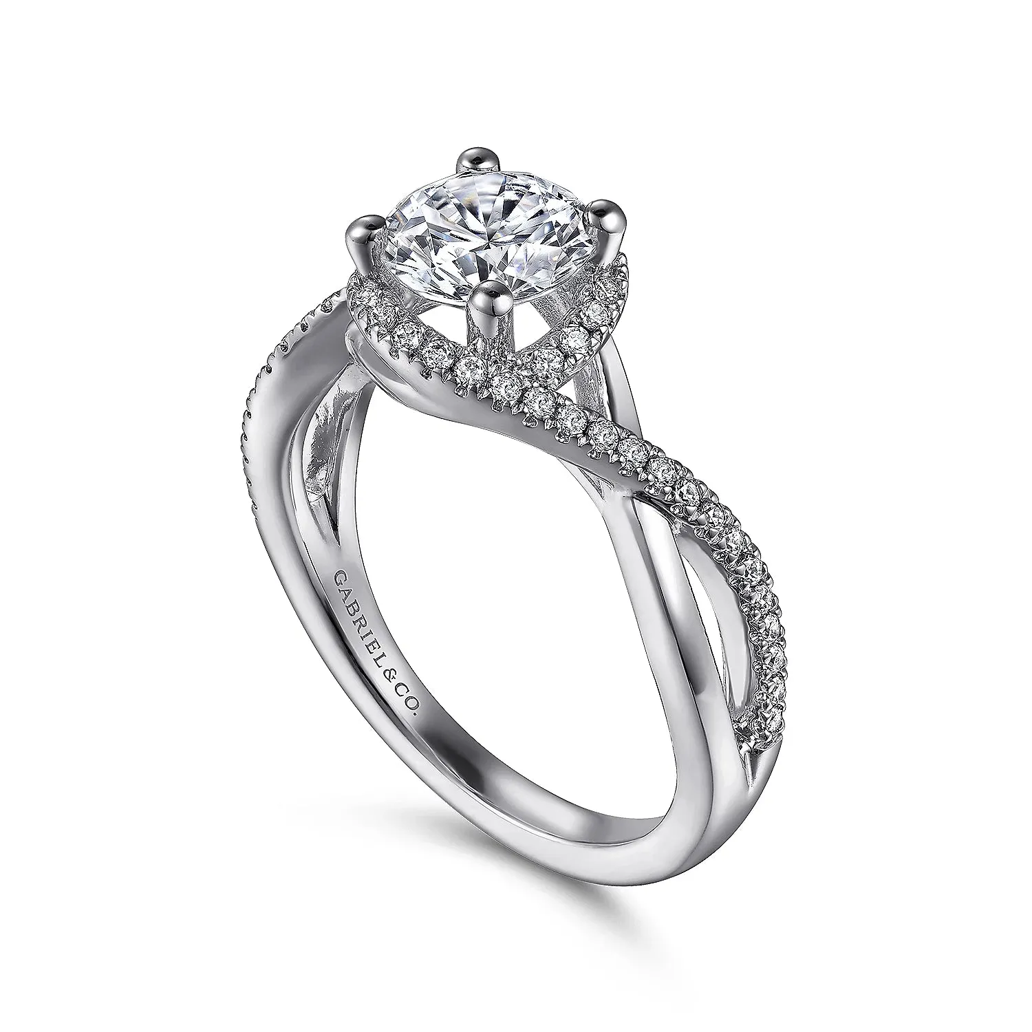 Round Halo Twist Diamond Engagement Ring Mounting