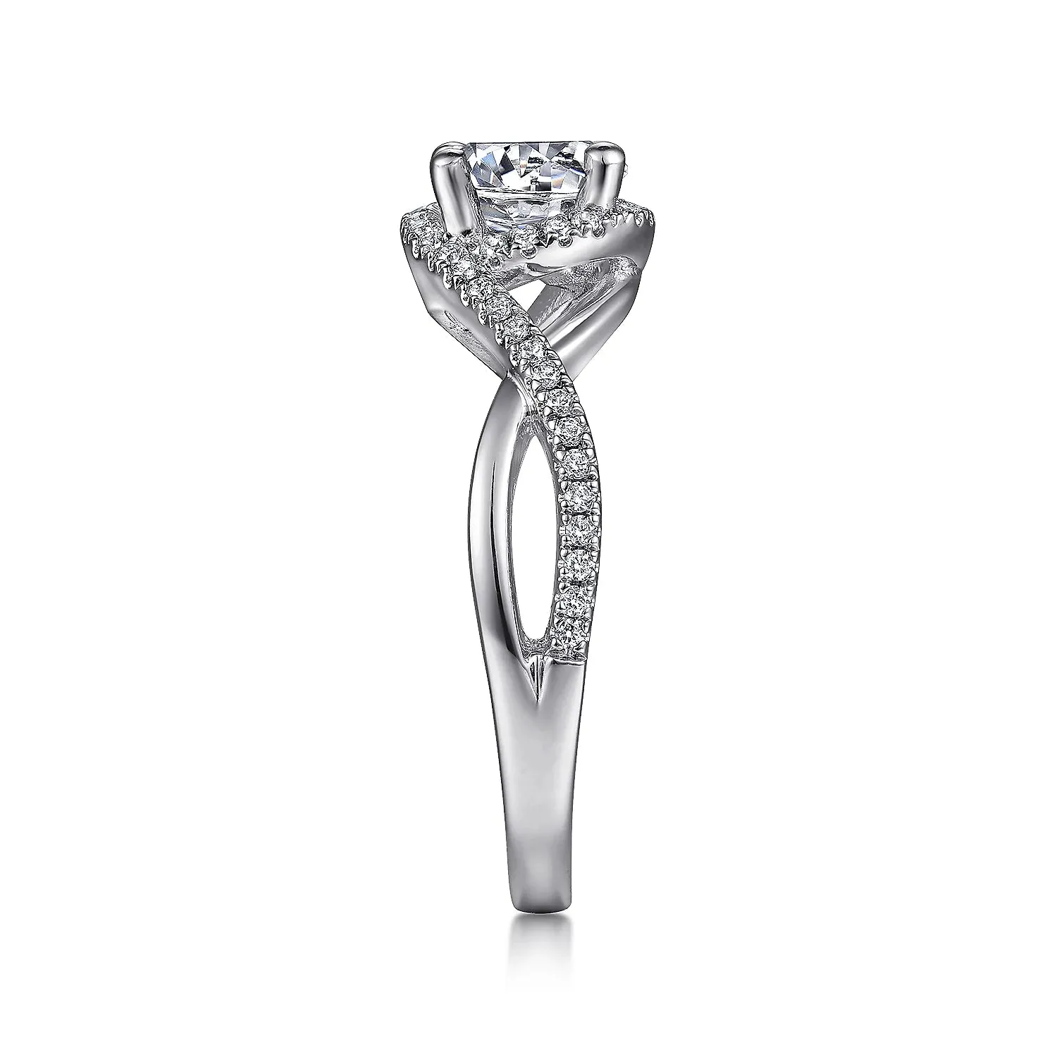 Round Halo Twist Diamond Engagement Ring Mounting