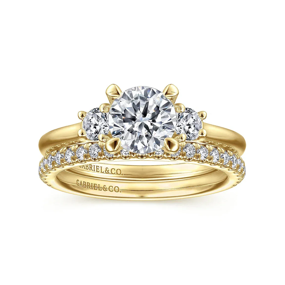 Round Three Stone Diamond Engagement Ring Mounting