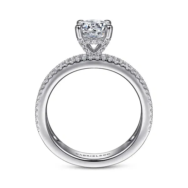 Round Wide Band Channel Set Diamond Engagement Ring Mounting