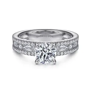 Round Wide Band Channel Set Diamond Engagement Ring Mounting