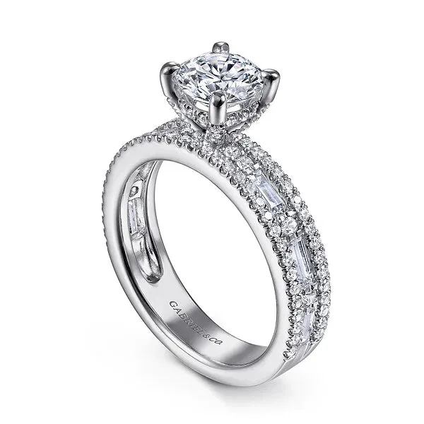 Round Wide Band Channel Set Diamond Engagement Ring Mounting